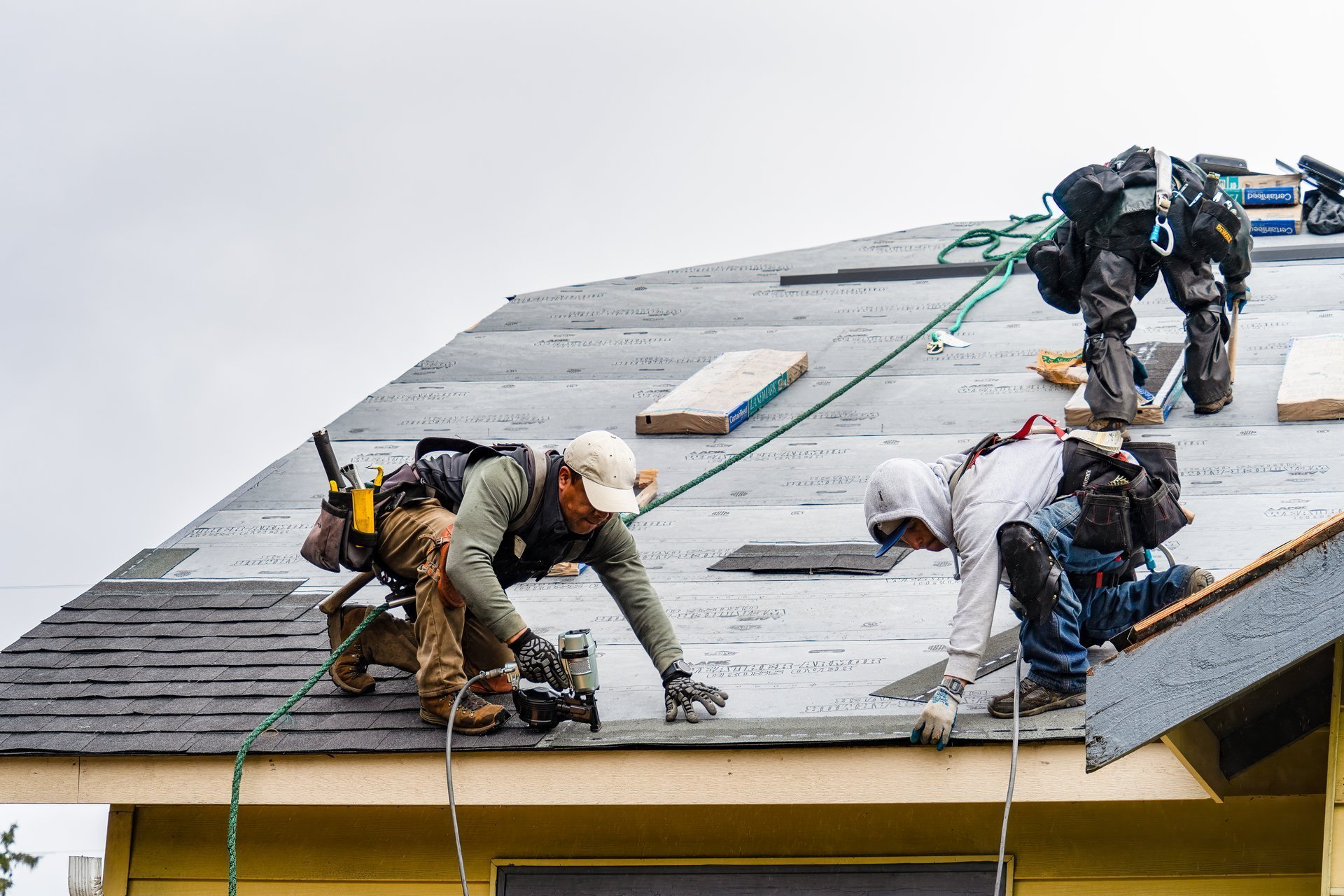 Professional roofing team